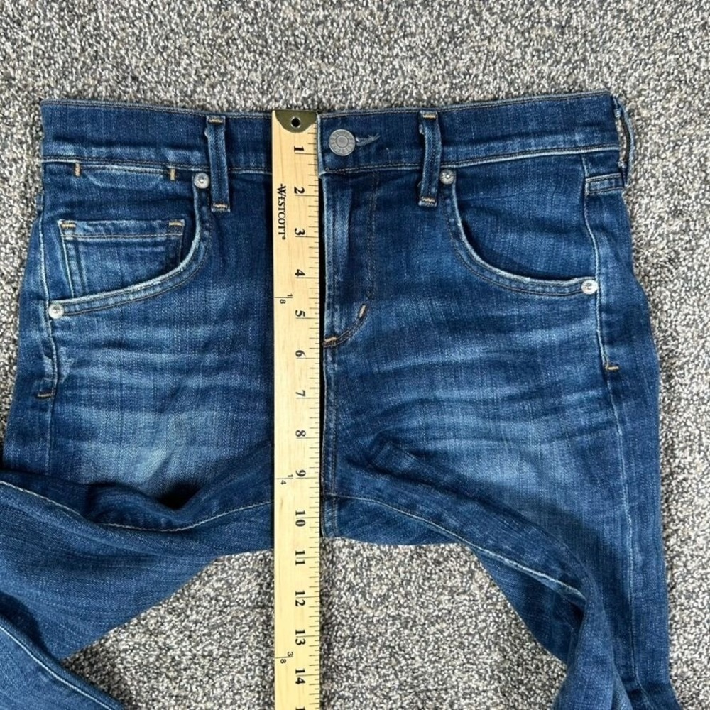 Agolde Isabel Dark Denim Distressed Raw Hem Jeans Womens 24 Straight Leg Fit - Picture 10 of 13
